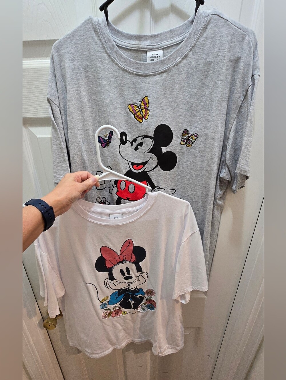 2 Disney Embroidered Mickey/Minnie Shirts XXL